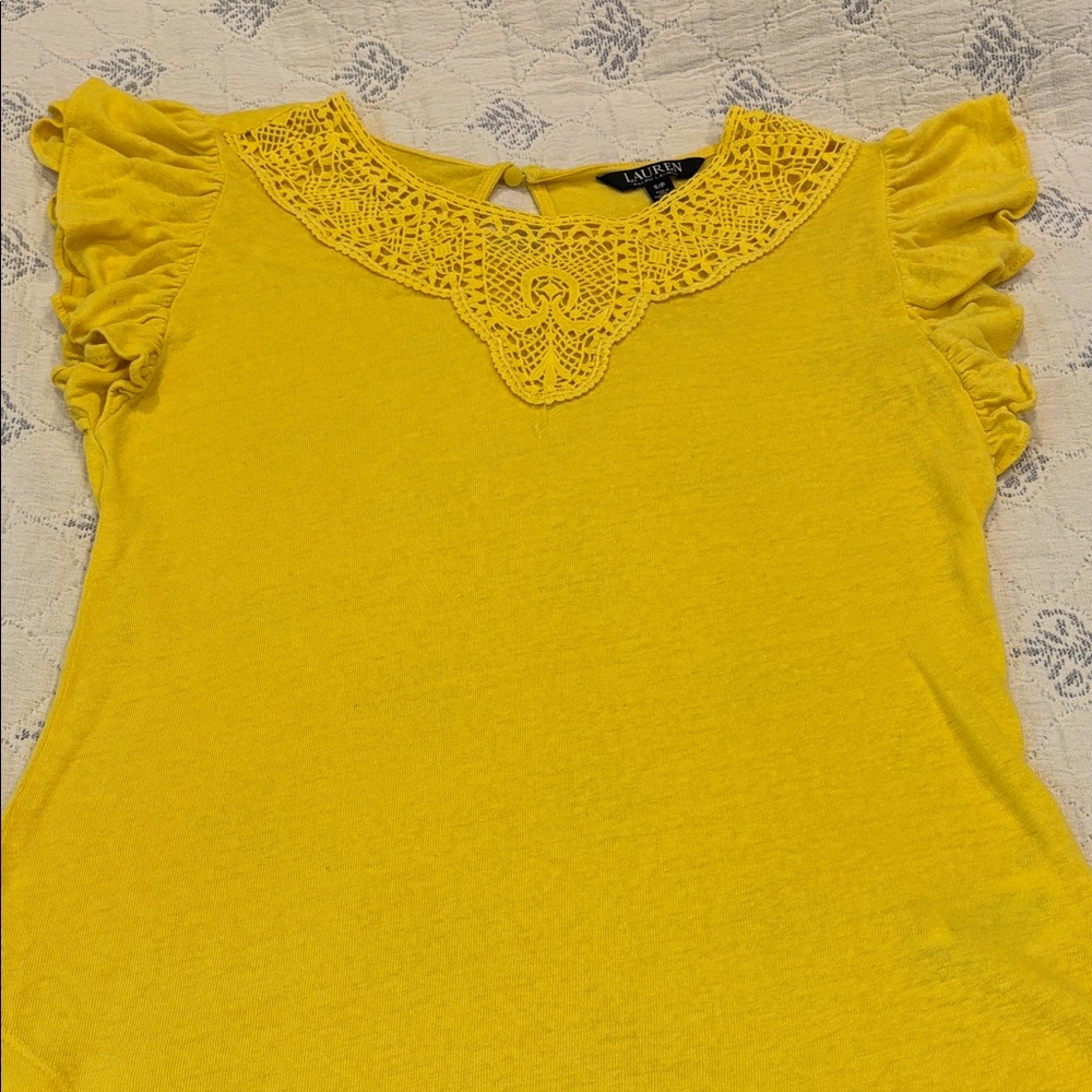 Polo by Ralph Lauren Bright Yellow Lace Blouse